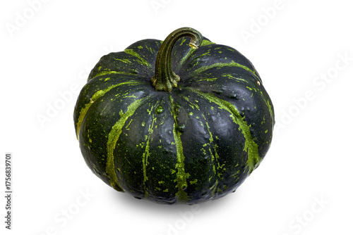 green striped pumpkin isolated on white background