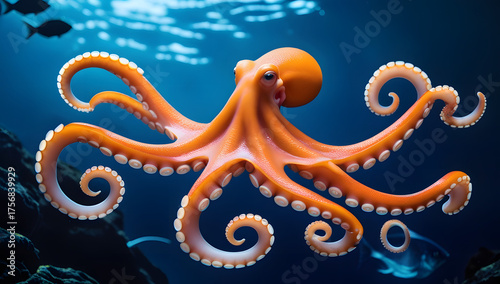 Golden oriental sea creature blending octopus and dragon motifs in traditional Asian art style