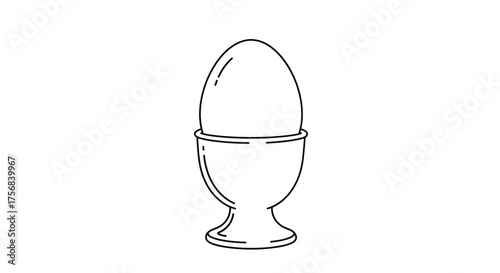 An egg sitting in an egg cup on a white background.