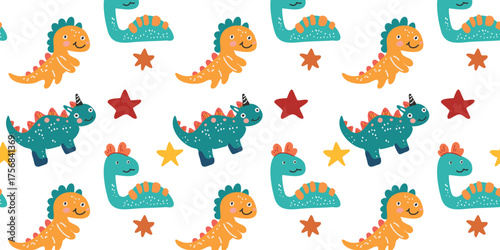 vector illustration colorful dino pattern for children