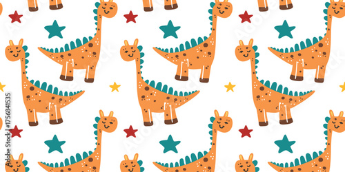 vector illustration cartoon dinosaur seamless background
