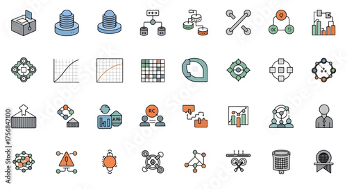 MLOps AI Pipeline Icons Pack - Data Lake, Feature Store, Vector DB, Inference & Monitoring