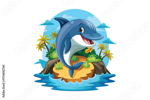 False killer whale fish shy passionate goes island vector illustration isolated on white background
