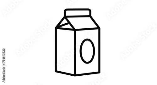 A simple line drawing of a milk carton with a rounded label.