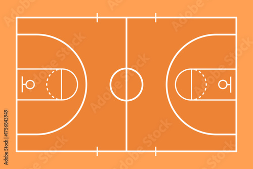 vector top view of basketball court 
