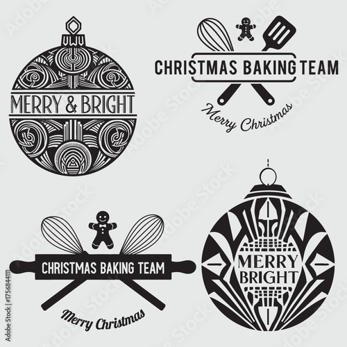 Merry and Bright Christmas Baking Team Holiday Graphics Keywords: christmas, holiday, merry, bright, baking, team, festive