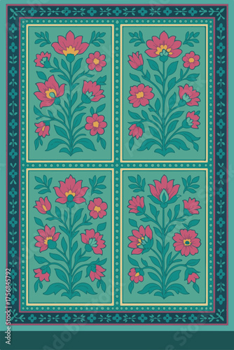 mughal and geometric pattern allover design for printing