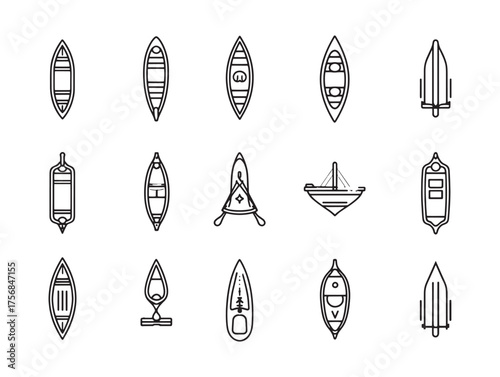 Canoe line art embracing nature and adventure