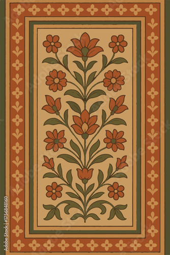 mughal and geometric pattern allover design for printing