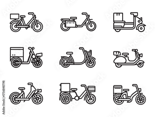Cargo Bike Delivery Line Art Sustainable Urban Transport