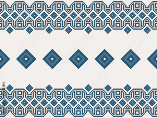 Geometric Flat Border Seamless Tileable Ornate Textile Fabric Pattern Design