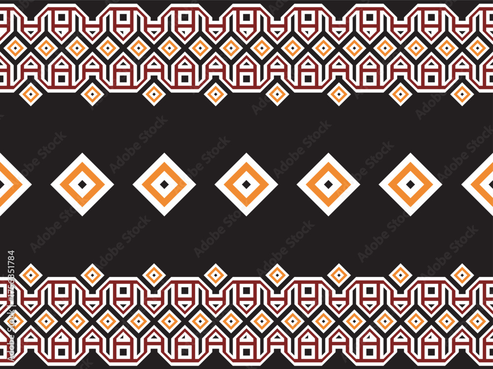 Φωτογραφία Geometric Seamless Border with Abstract Diamond Motifs and Traditional Ethnic Pa