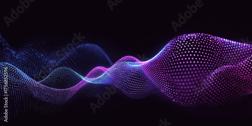 Abstract 3D rendering of interconnected dots forming waves of colors, creating an undulating pattern
