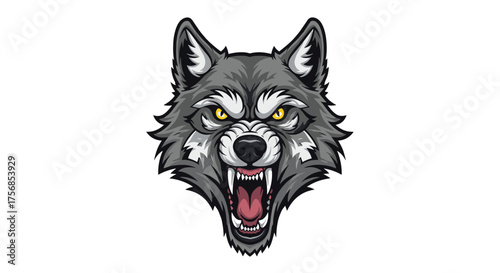 Fierce wolf with bared teeth and glowing eyes ready to attack.