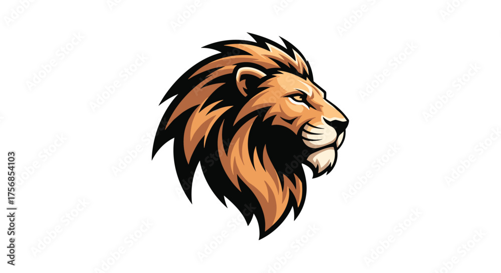 Fototapeta premium Majestic lion's head with flowing mane a symbol of strength and courage.