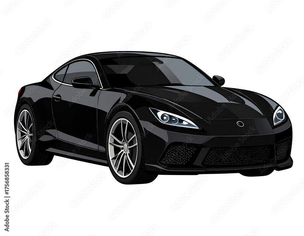 Obraz premium Sleek Black Supercar Vector Luxury Performance Automobile Graphic