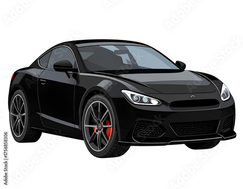 Sleek Black Supercar Vector Luxury Performance Automobile Graphic