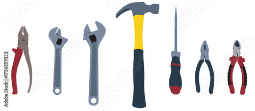 set of tools repair kit  workers tools equipment isolated