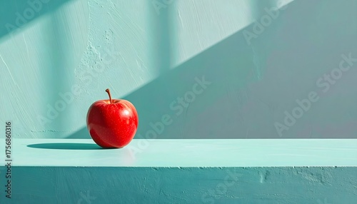 Wallpaper Mural Minimal fruit composition with shiny red apple high resolution photo Torontodigital.ca