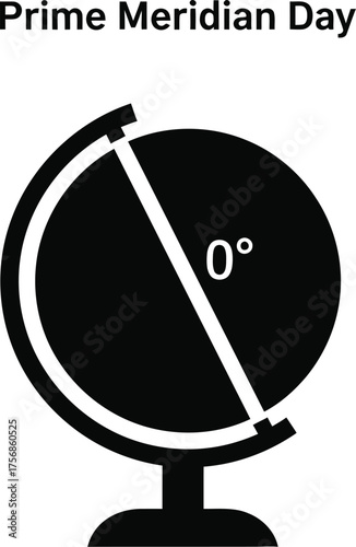 Globe illustration with prime meridian line symbolizing prime meridian day