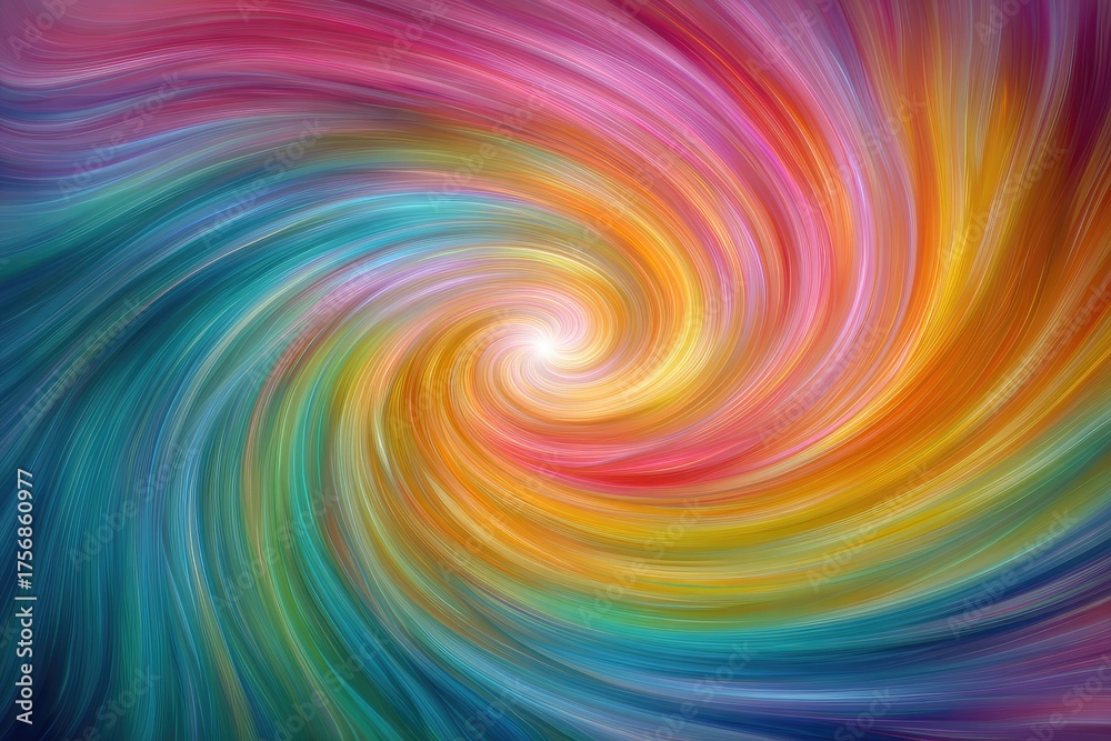 Obraz premium Swirling abstract design featuring vibrant colors radiating from a central point, creating a dynamic pattern