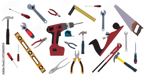 vector illustration of a set of tools ,repair kit ,workers tools, tools icon equipment