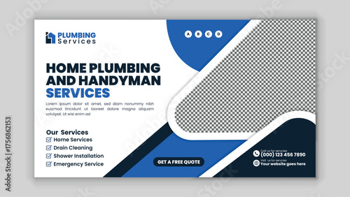 Professional Handyman and Plumbing Services Web Banner and Social Media Design Template