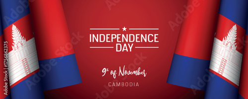 Cambodia independence day vector banner, greeting card.