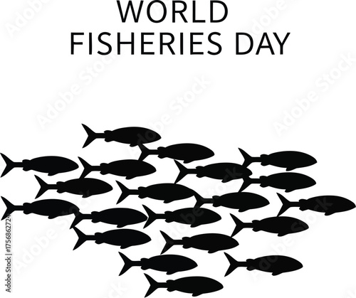 World fisheries day vector illustration with school of fish