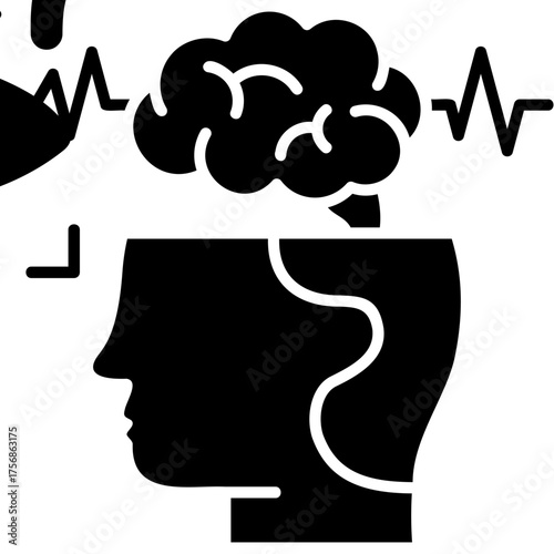 Solid Glyph Brainwave Icon