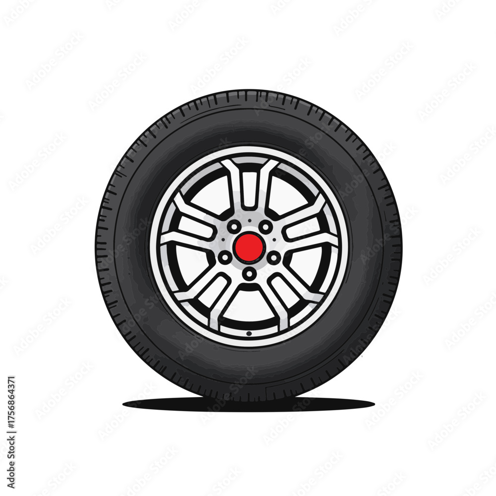 Obraz premium Stylish tire in minimalist design on white background, automotive elegance