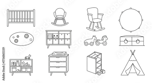 nursery furniture set a collection of essential baby items a crib rocking chairs toy storage changing table teepee tent for modern kids room decor