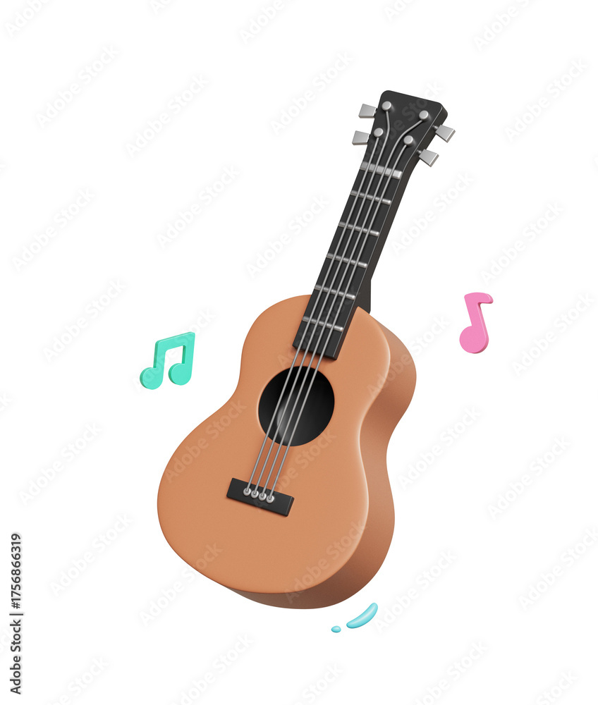 Obraz premium 클래식 어쿠스틱 기타와 음표 Classic Acoustic Guitar and Music Note
