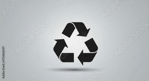 Recycle icon on a gray background the universal recycling symbol is composed of three chasing arrows that form a continuous loop