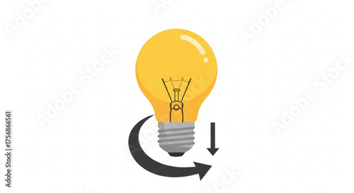Illustration of a light bulb with a downward arrow indicating energy consumption reduction