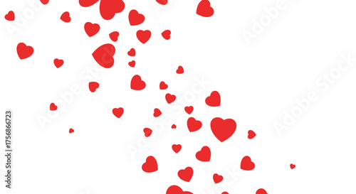 Red hearts on a transparent background, perfect for romantic designs and decorations