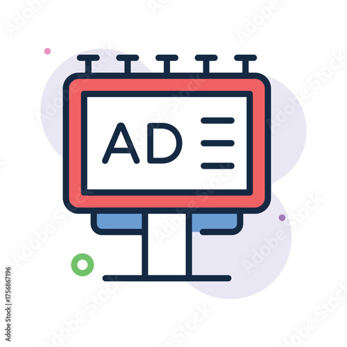 Flat billboard icon representing digital advertising strategy