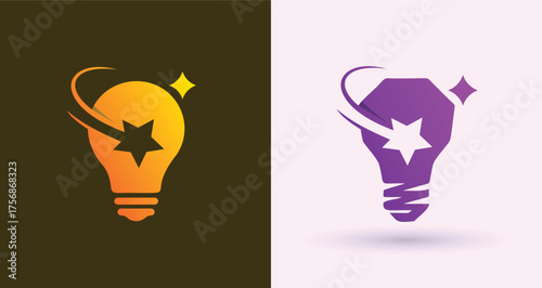 Swoosh Star Light Bulb Idea Innovation Logo


