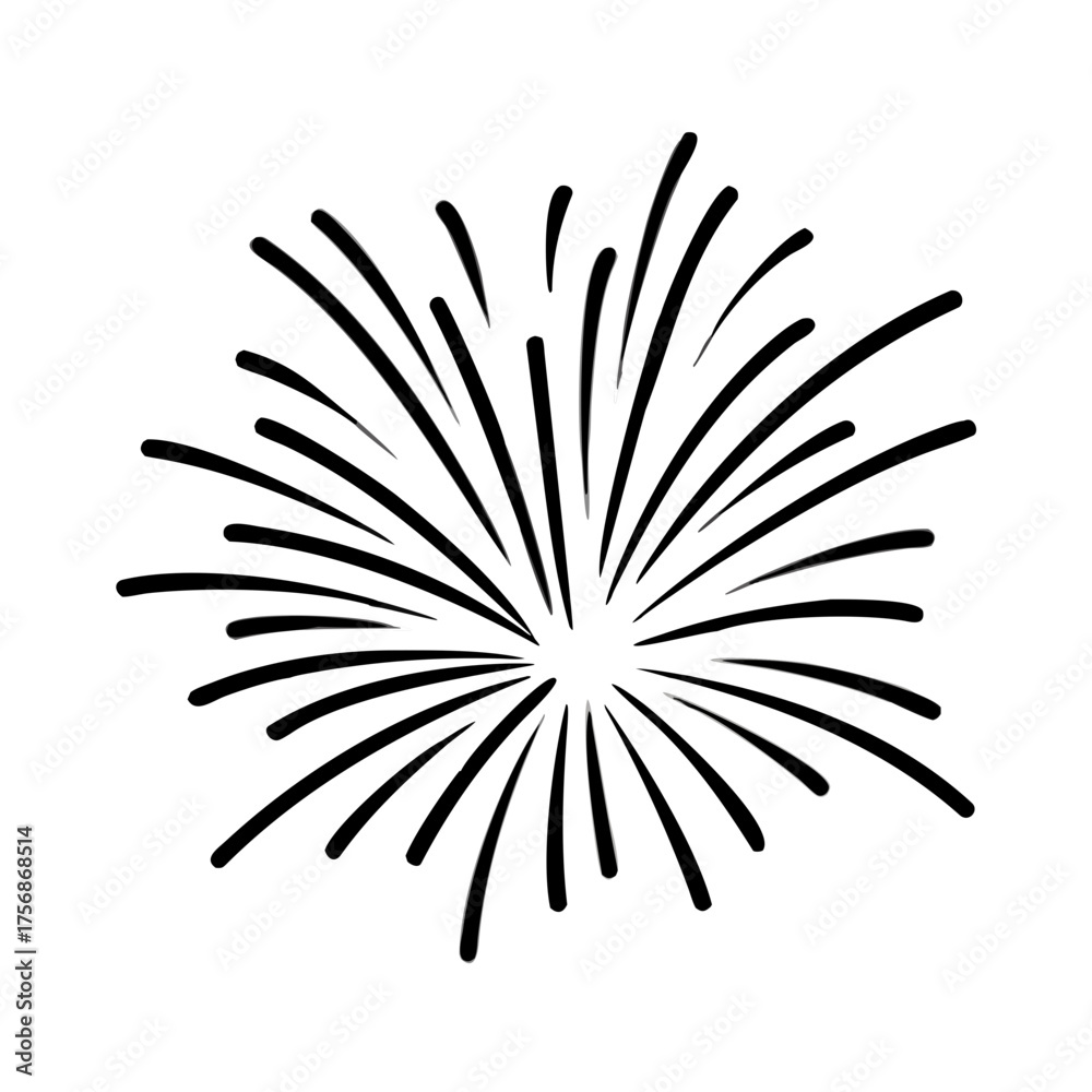 Fototapeta premium Fireworks line icon. happy new year firework