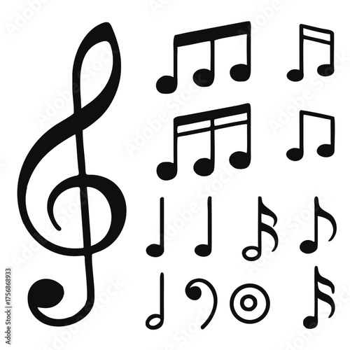 Music notes icon set, Music notes symbol, vector illustration