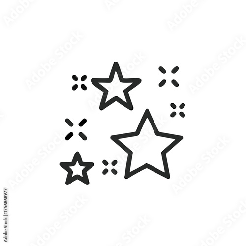 sparkling and twinkling icons in line style, sparkling isolated on white background, vector illustration