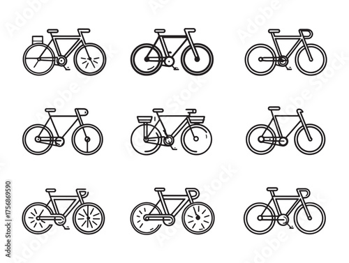 City Commuter Bicycle Line Art Journey