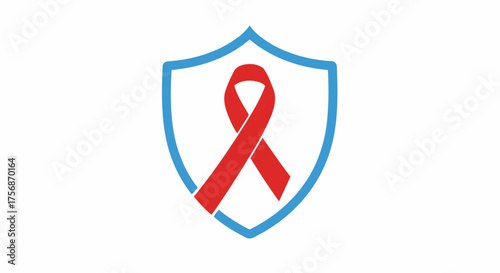 Promoting HIV and AIDS awareness and prevention through health education, symbolized by a red ribbon protected within a shield