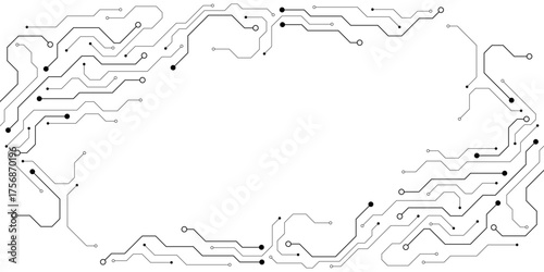 Motherboard digital abstract background. AI circuit board technology texture design. Semiconductor and computer processor on tech banner template concept. Vector illustration