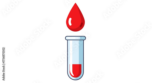 A concise educational graphic illustrating a blood sample in a test tube with a vibrant red drop, perfect for conveying concepts in health sciences and medical education