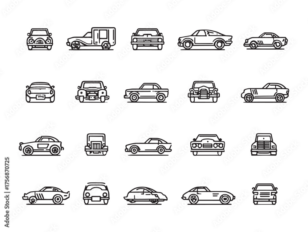 Obraz premium Classic Car Line Art Retro Automotive Charm