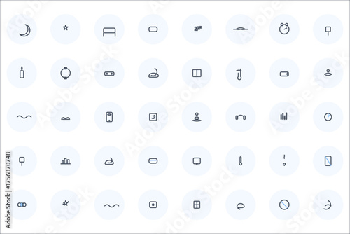 Sleep  Sleep Tech Icons Pack — 40 Relaxation, Dream, Night  Smart Sleep Symbols (Duotone Outline)