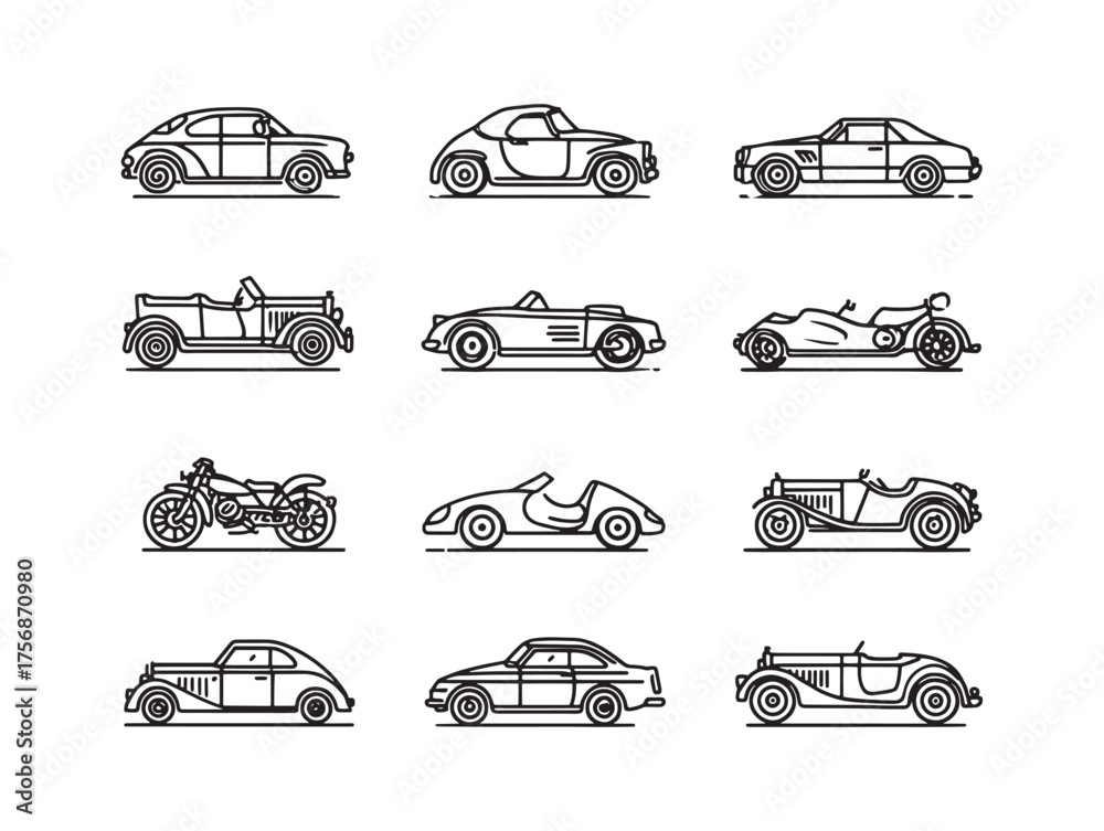 Obraz premium Classic Car Line Art Timeless Automotive Beauty
