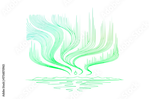 North Pole Lights in Finland. Aurora Borealis Vector