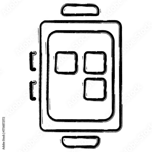 smart watch icon, brush strokes, vector illustration on white background.